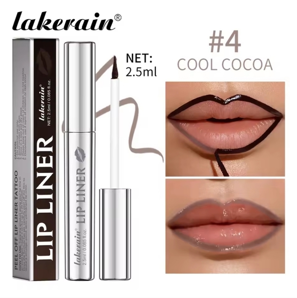 Lakerain Cool Cocoa Shade #4 Lip Liner Peel Off Tattoo New